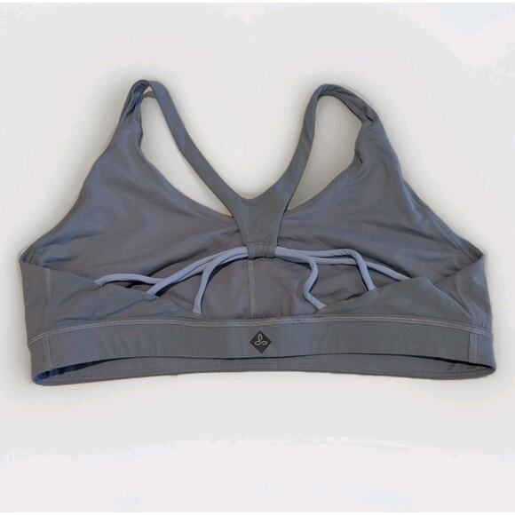 PrAna Momento Sports Bra Racerback Strappy Yoga Stretch Gray Athletic Size XL - Picture 3 of 5
